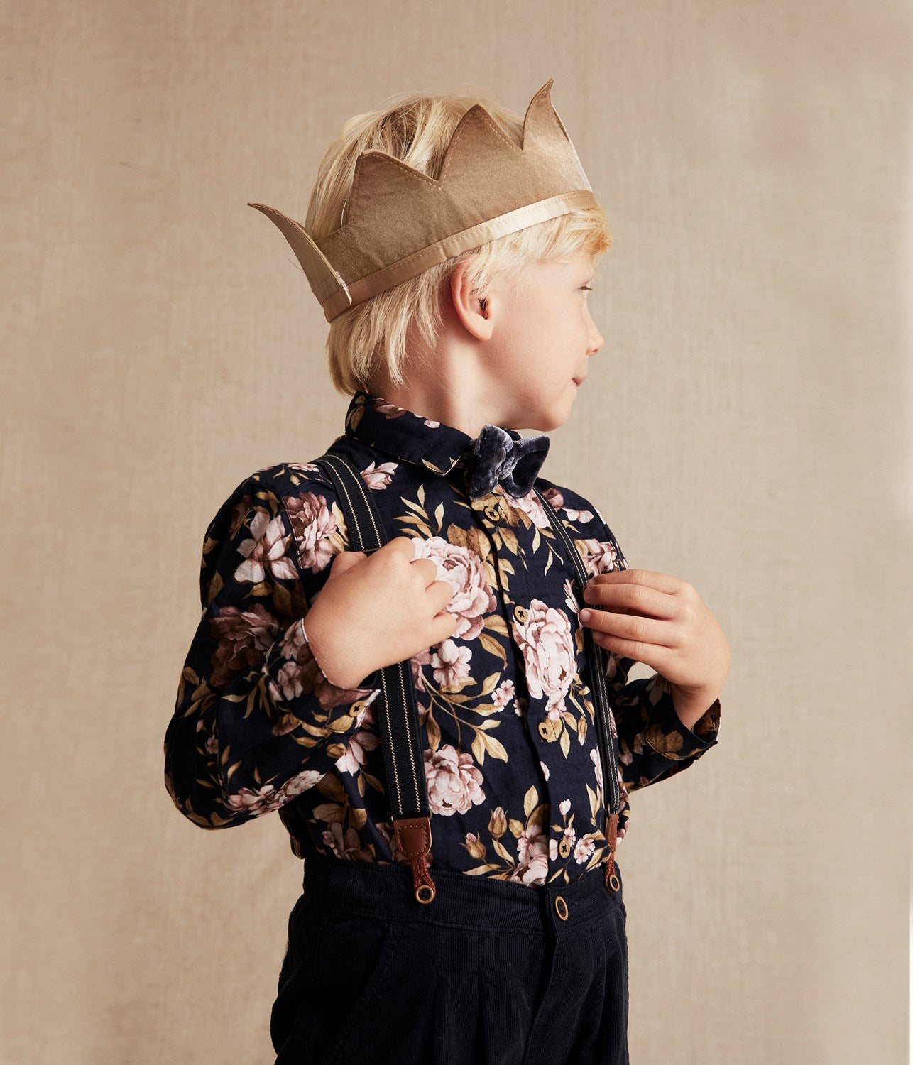 Kids golden velvet crown