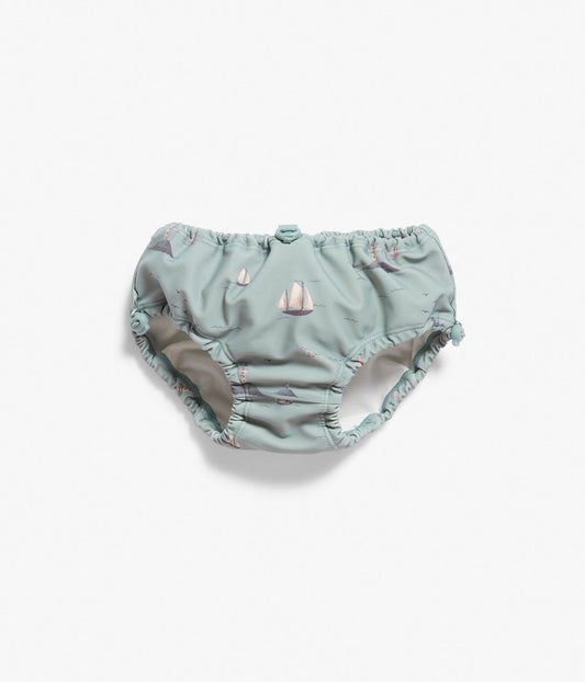 Baby blue boat-print swim diaper