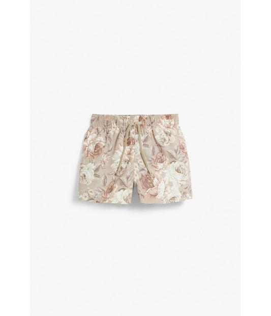 Kids beige floral swim shorts