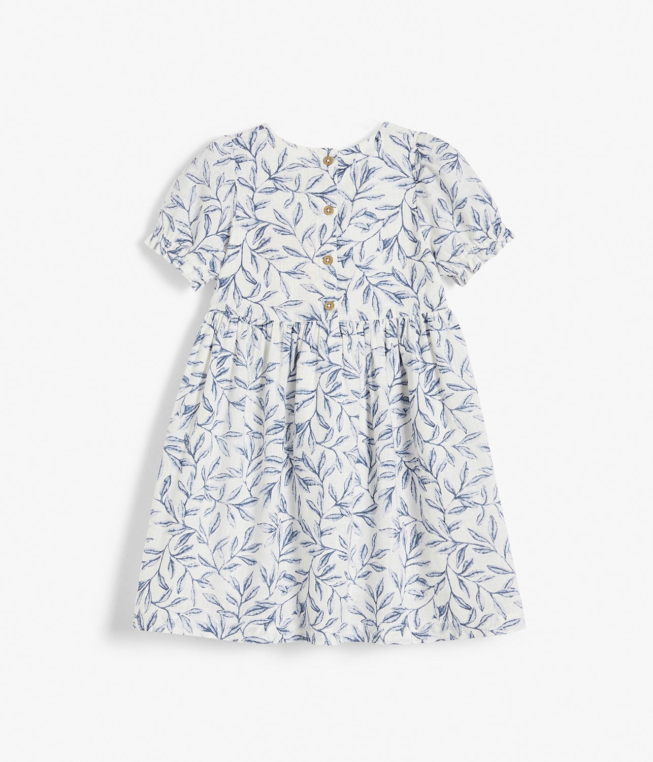 Baby & kids white blue-leafs dress