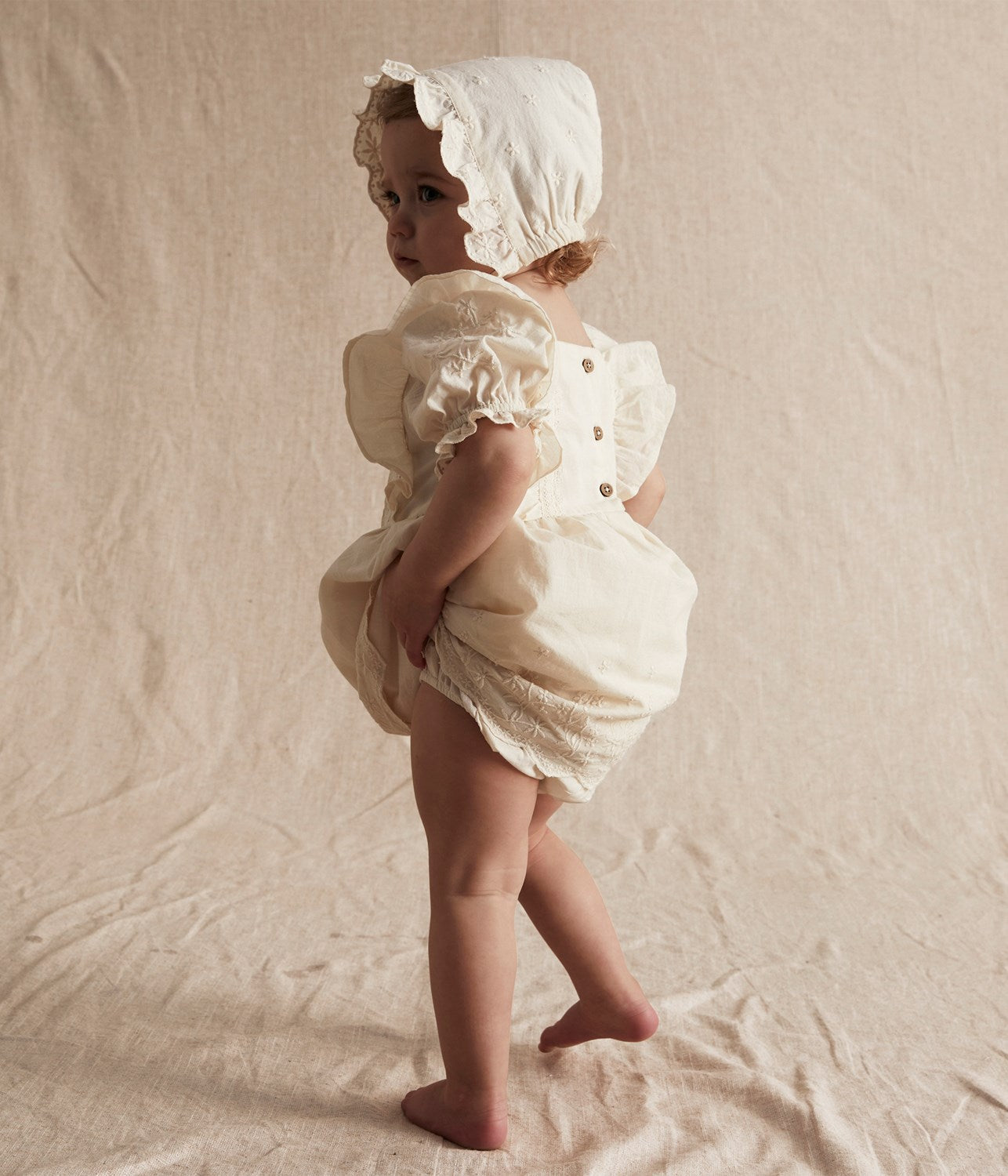 Baby white woven embroidery dress