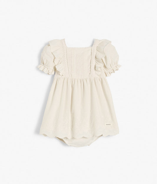 Baby white woven embroidery dress