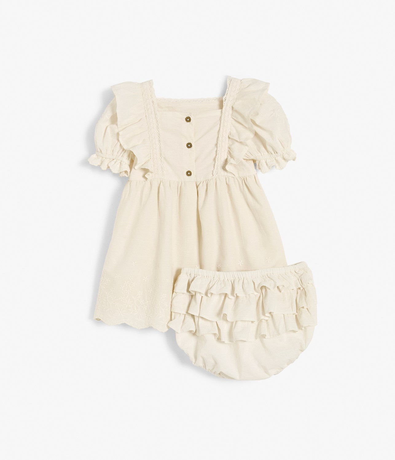 Baby white woven embroidery dress