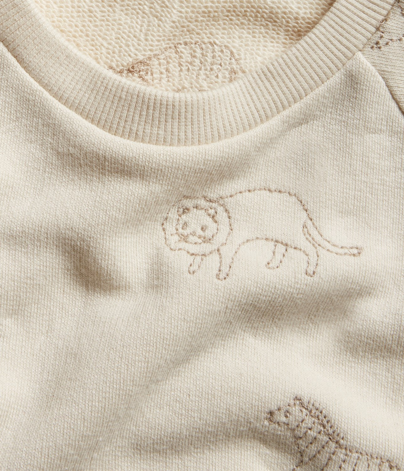 Kids beige animal embroidery sweatshirt