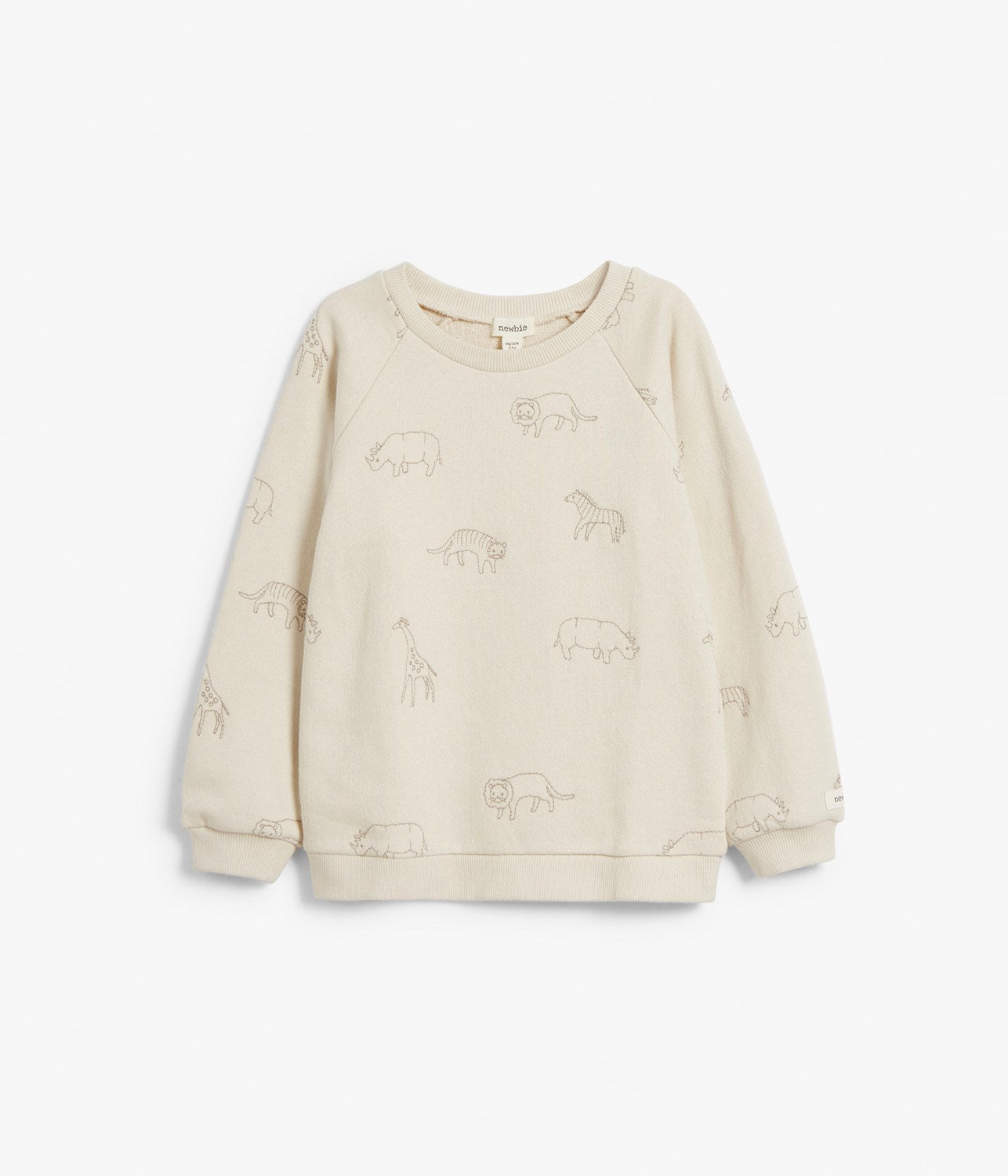 Kids beige animal embroidery sweatshirt