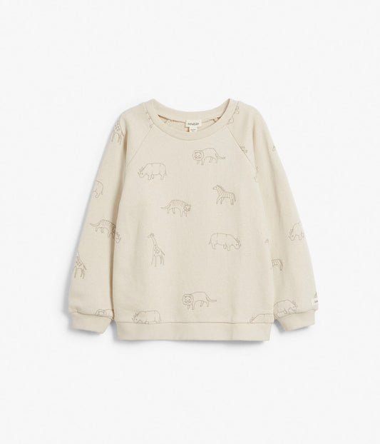 Kids beige animal embroidery sweatshirt