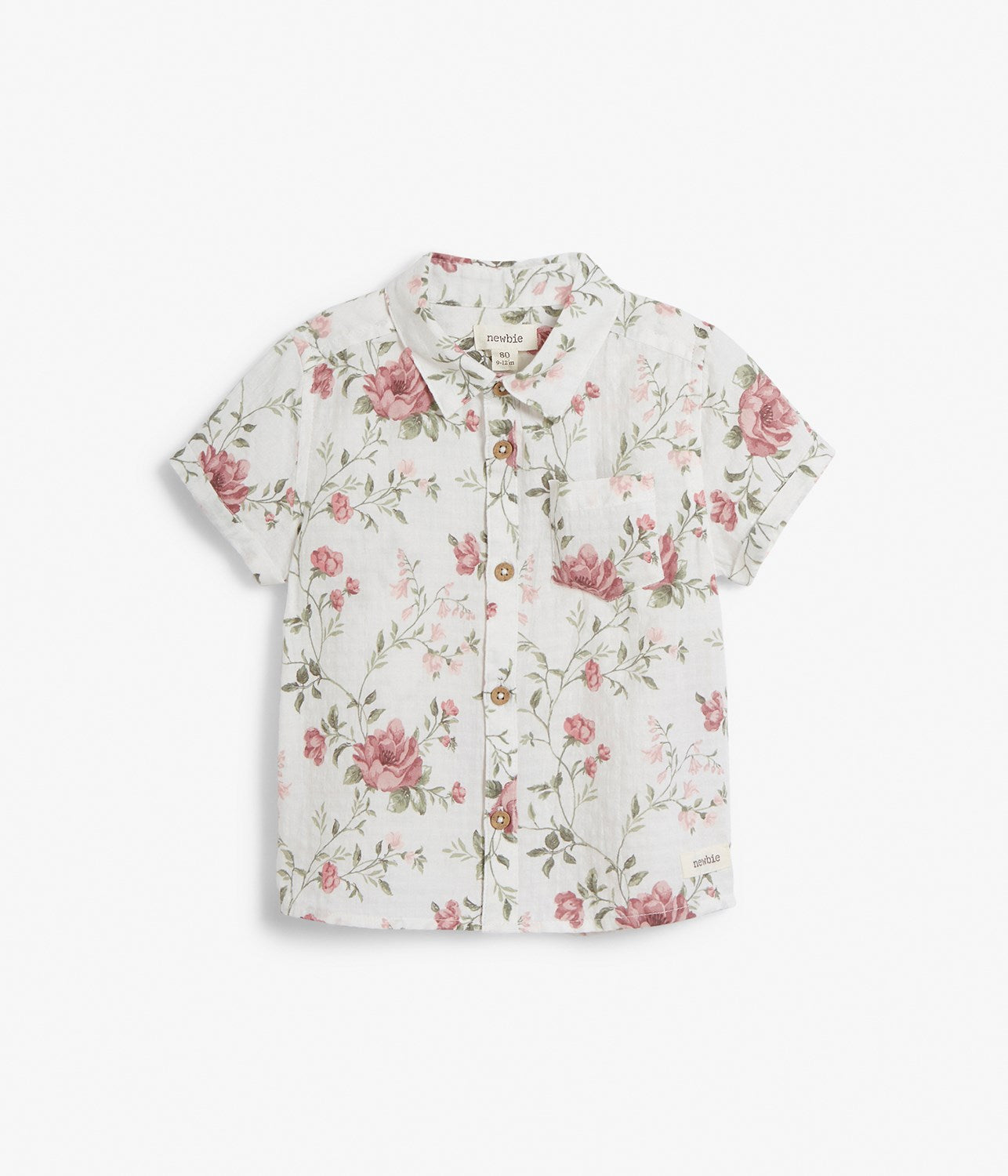 Baby white floral short-sleeved shirt