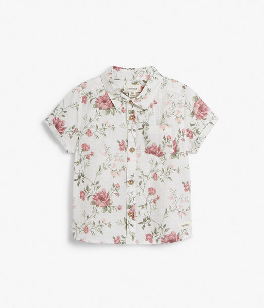 Baby white floral short-sleeved shirt