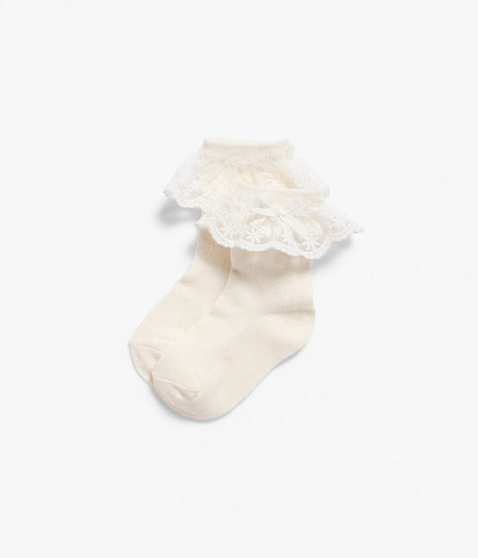 Kids cream white lace socks