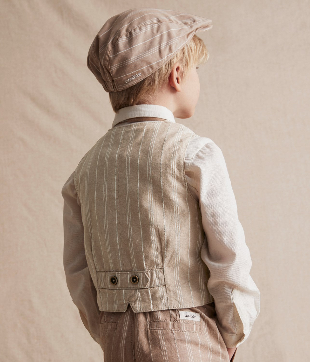 Kids beige striped suit vest