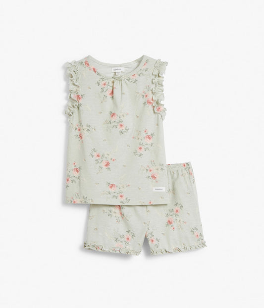 Kids green floral 2-piece pajamas