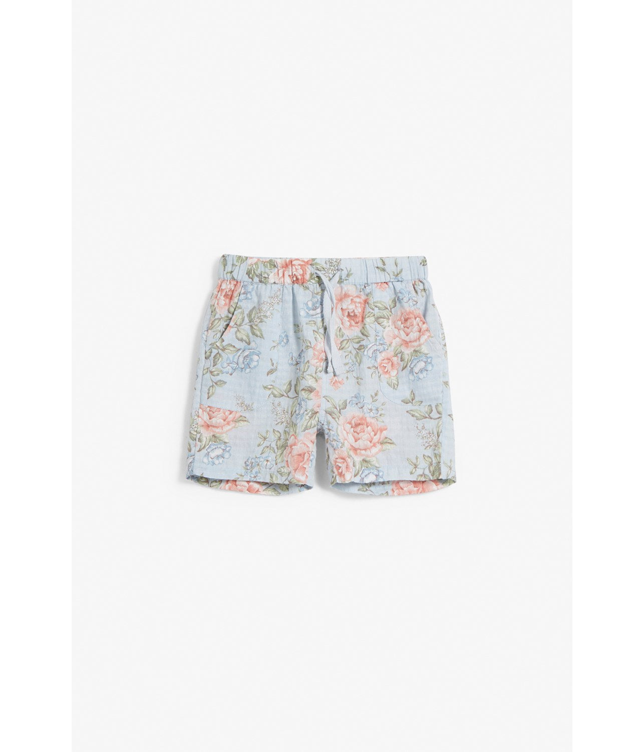 Baby blue floral woven shorts