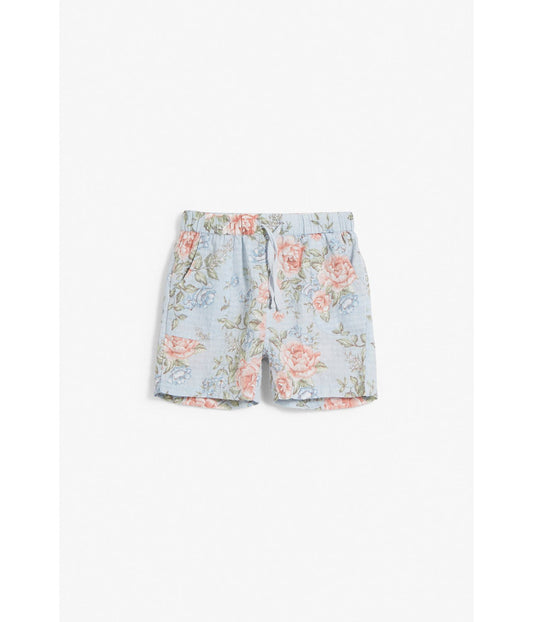 Baby blue floral woven shorts