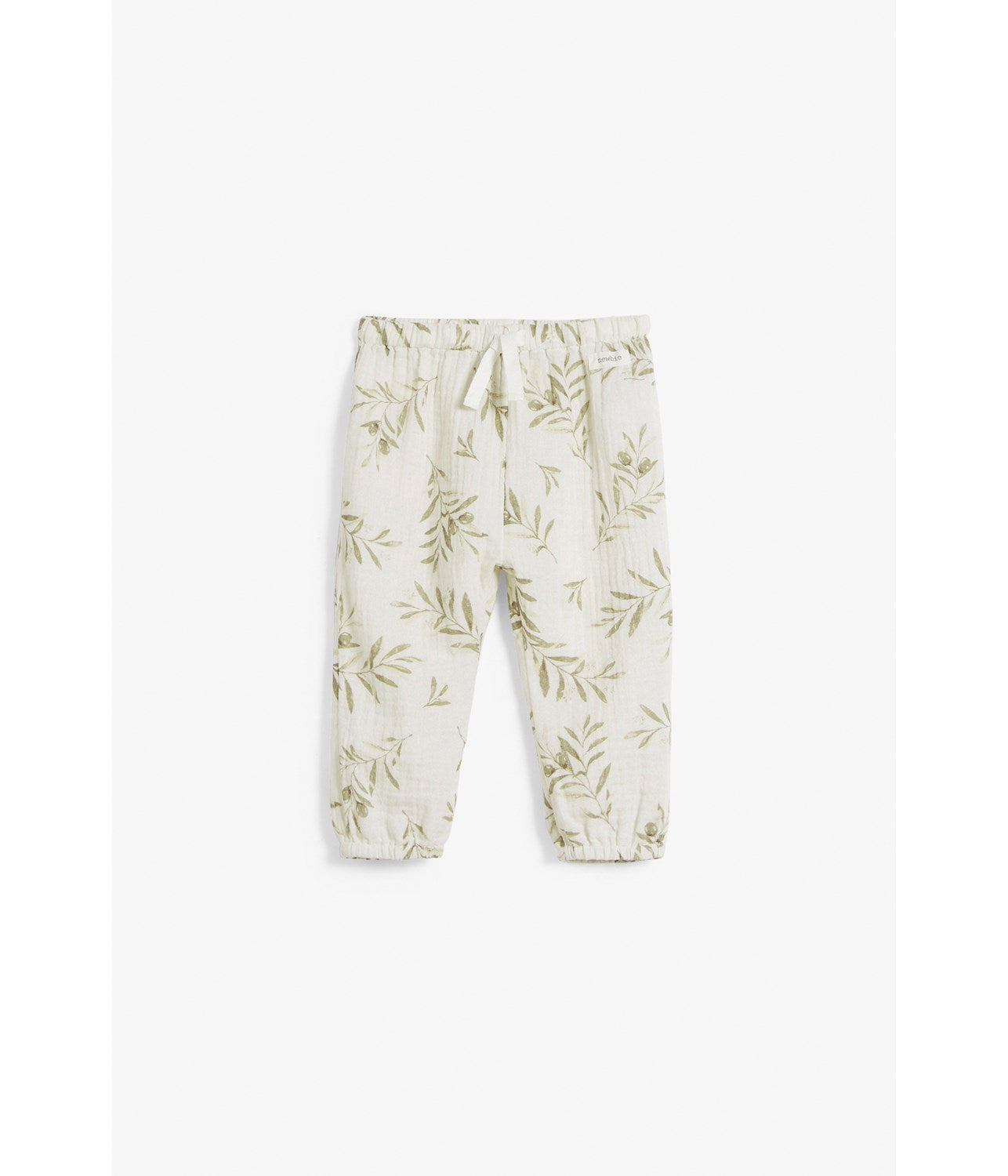 Baby white leaf patterned cotton pants