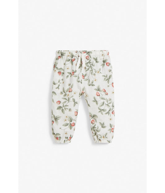 Baby white strawberry patterned cotton pants