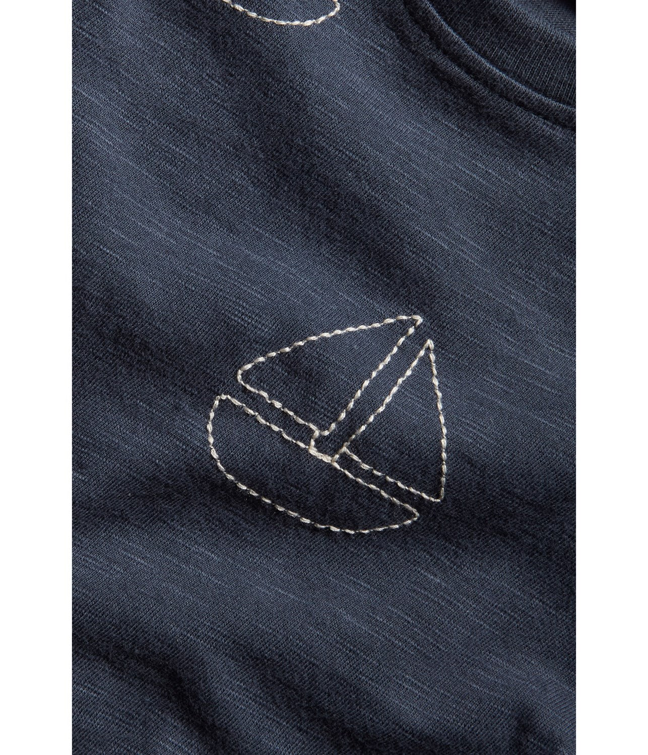 Baby navy sailboat embroidery t-shirt