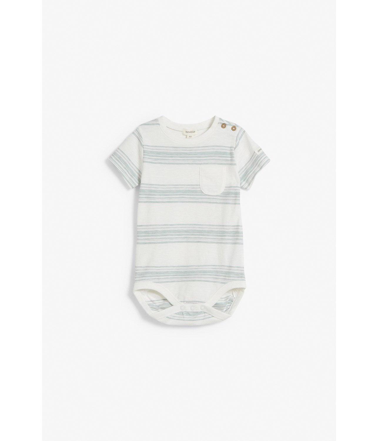 Baby blue striped short-sleeved bodysuit