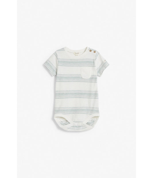 Baby blue striped short-sleeved bodysuit