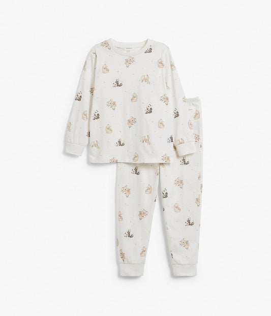 Kids white animal two-piece pajamas