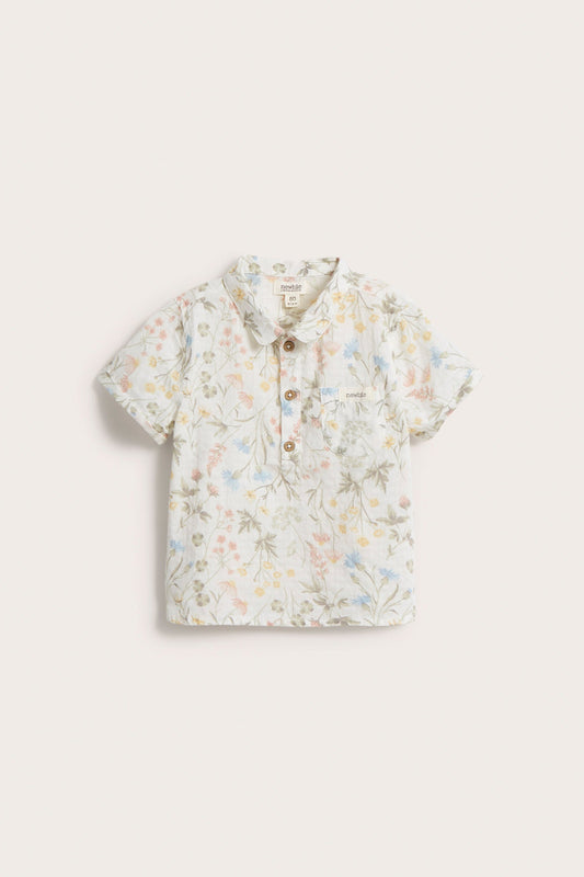 Baby white meadow flower short-sleeved shirt