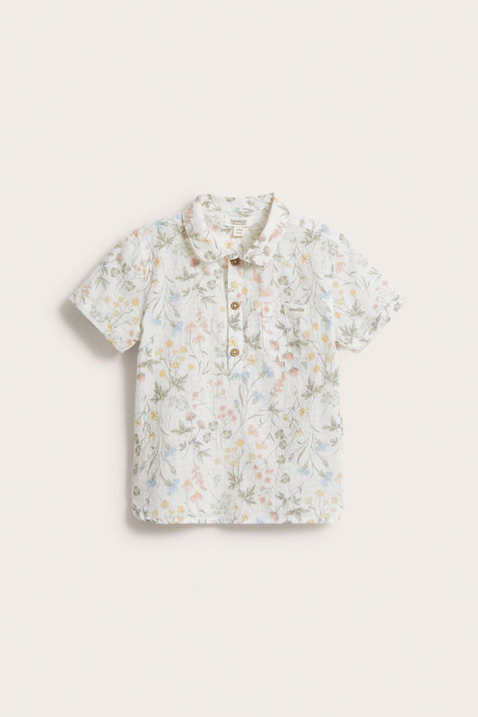 Kids white meadow flower short-sleeved shirt