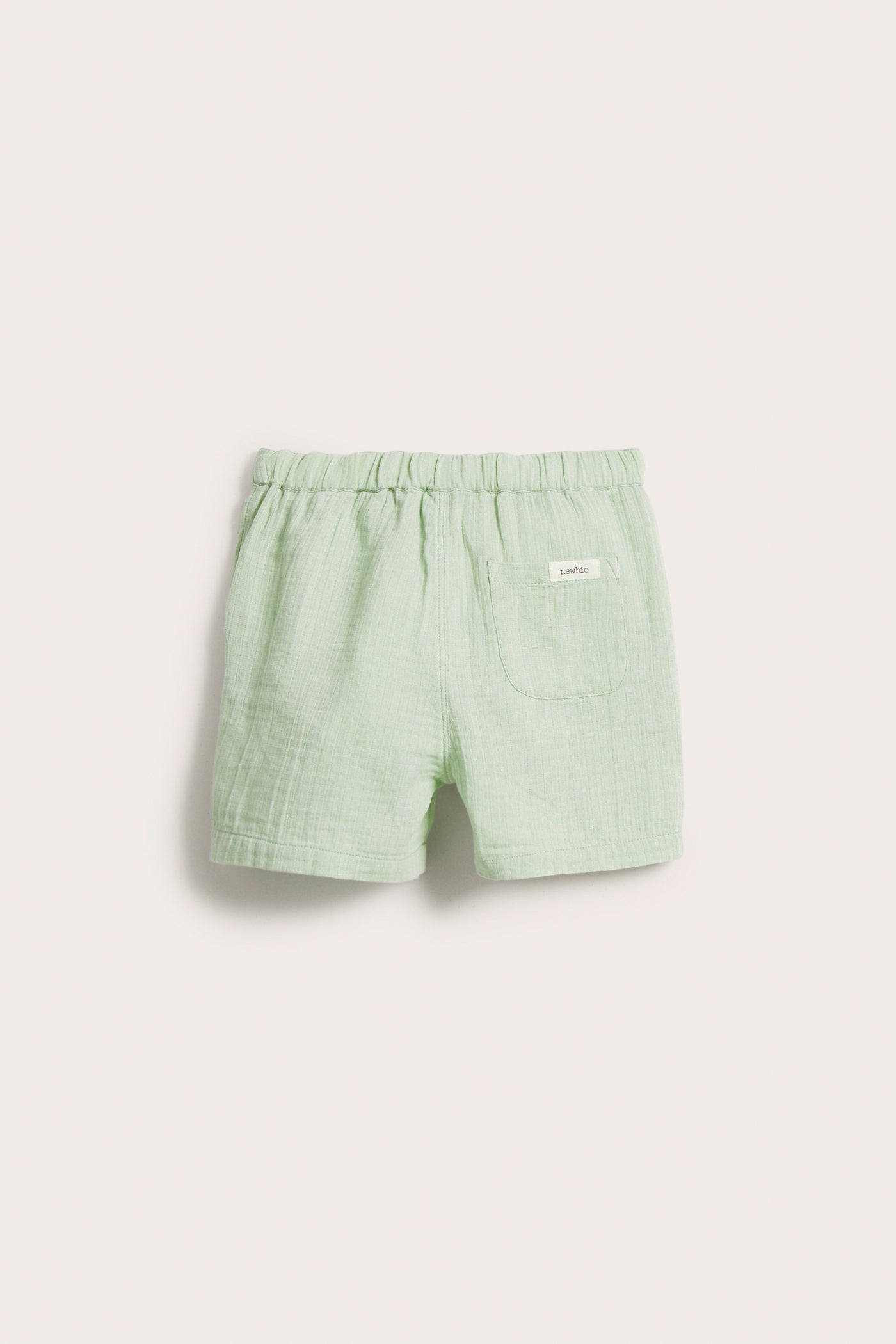 Kids green cotton muslin shorts