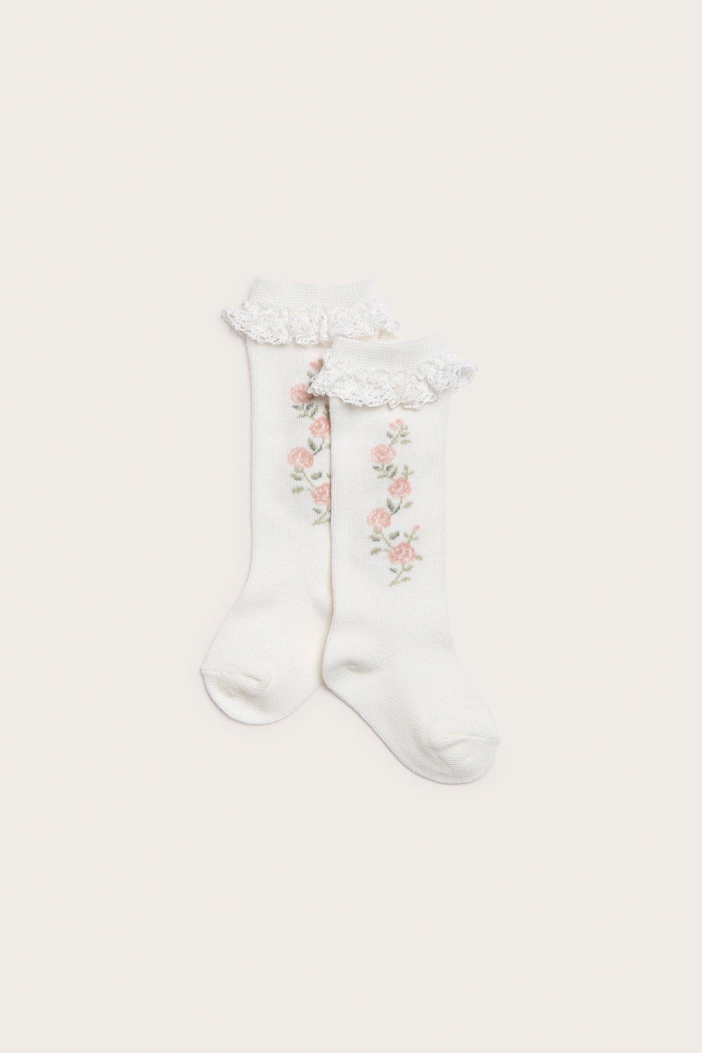 Baby white rose wine lace knee highs