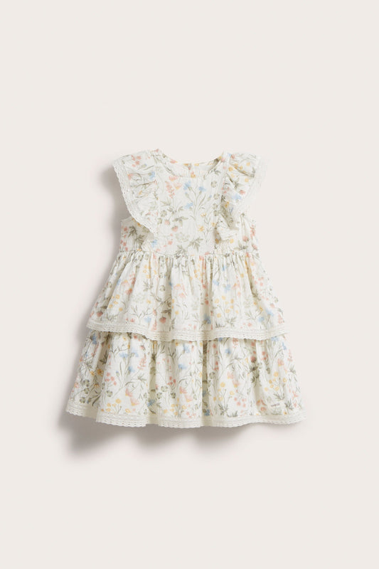 Kids white meadow flower dress