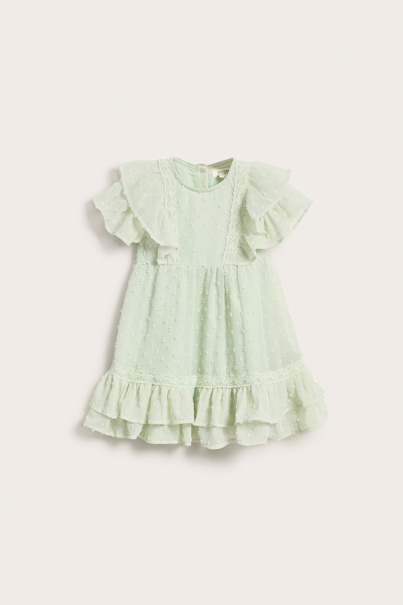 Baby green dobby dot chiffon dress