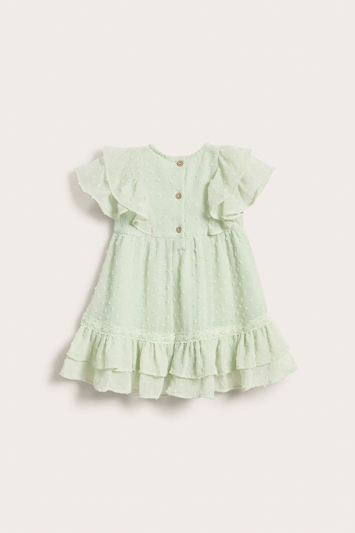 Baby green dobby dot chiffon dress