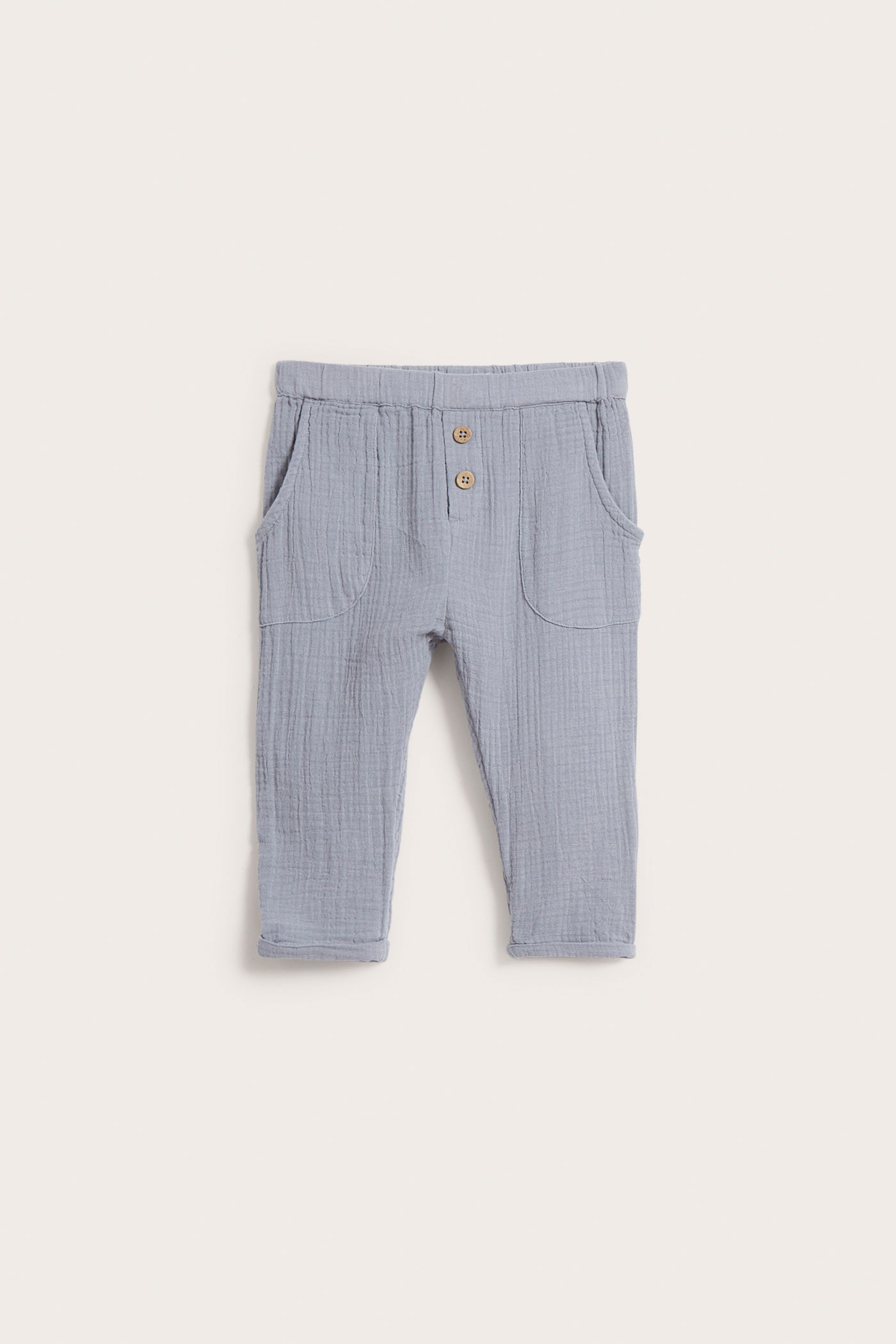 Baby blue/grey cotton muslin pants