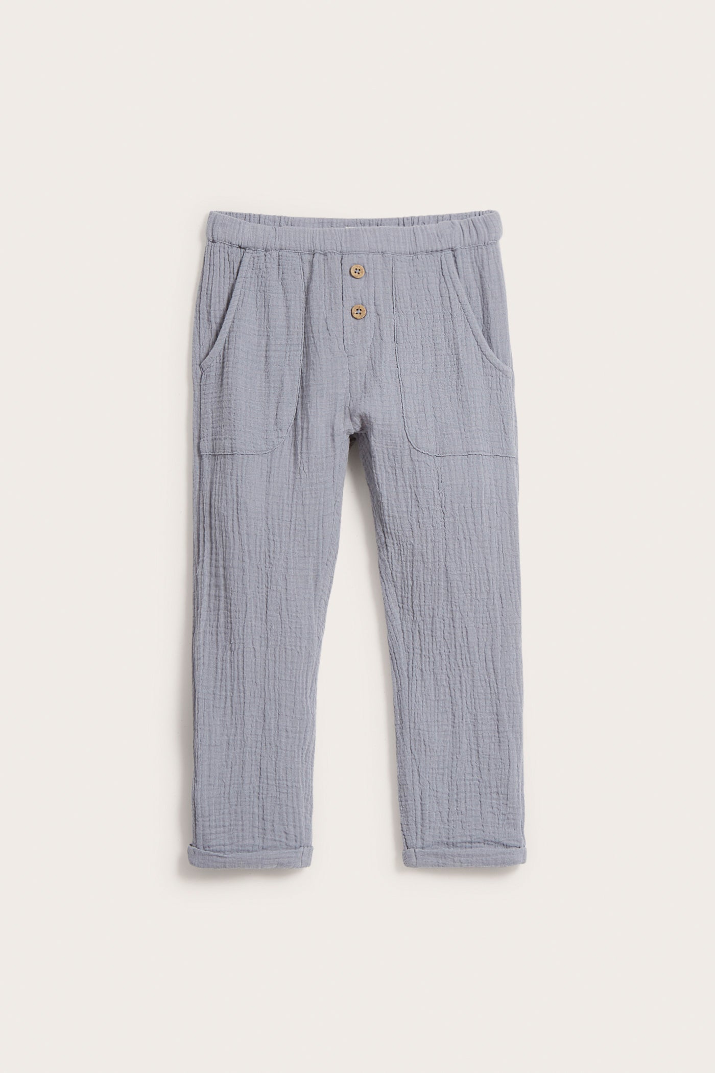 Kids blue/grey cotton muslin pants