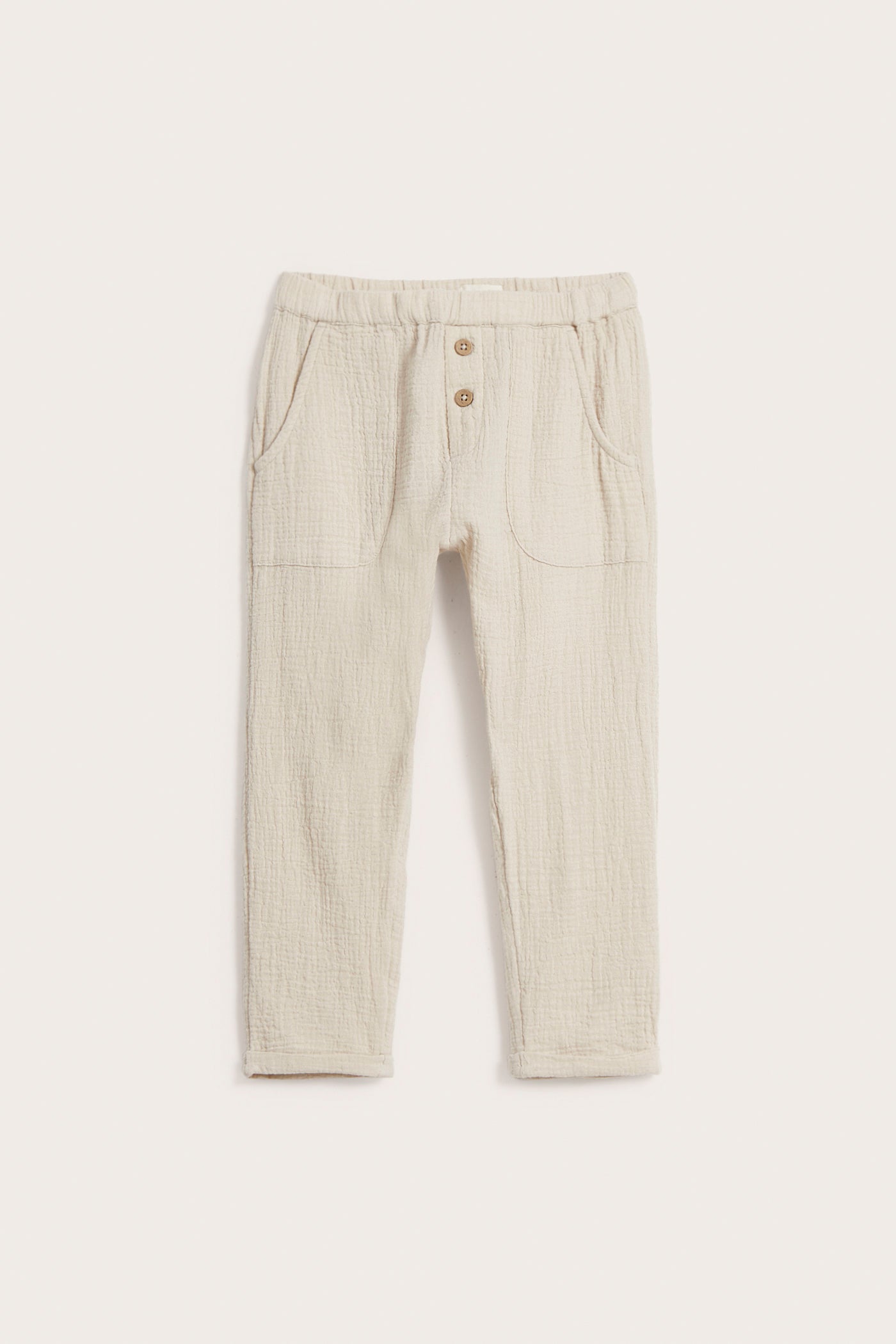 Kids beige cotton muslin pants