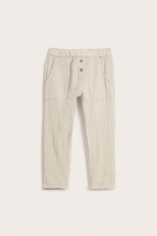 Kids beige cotton muslin pants