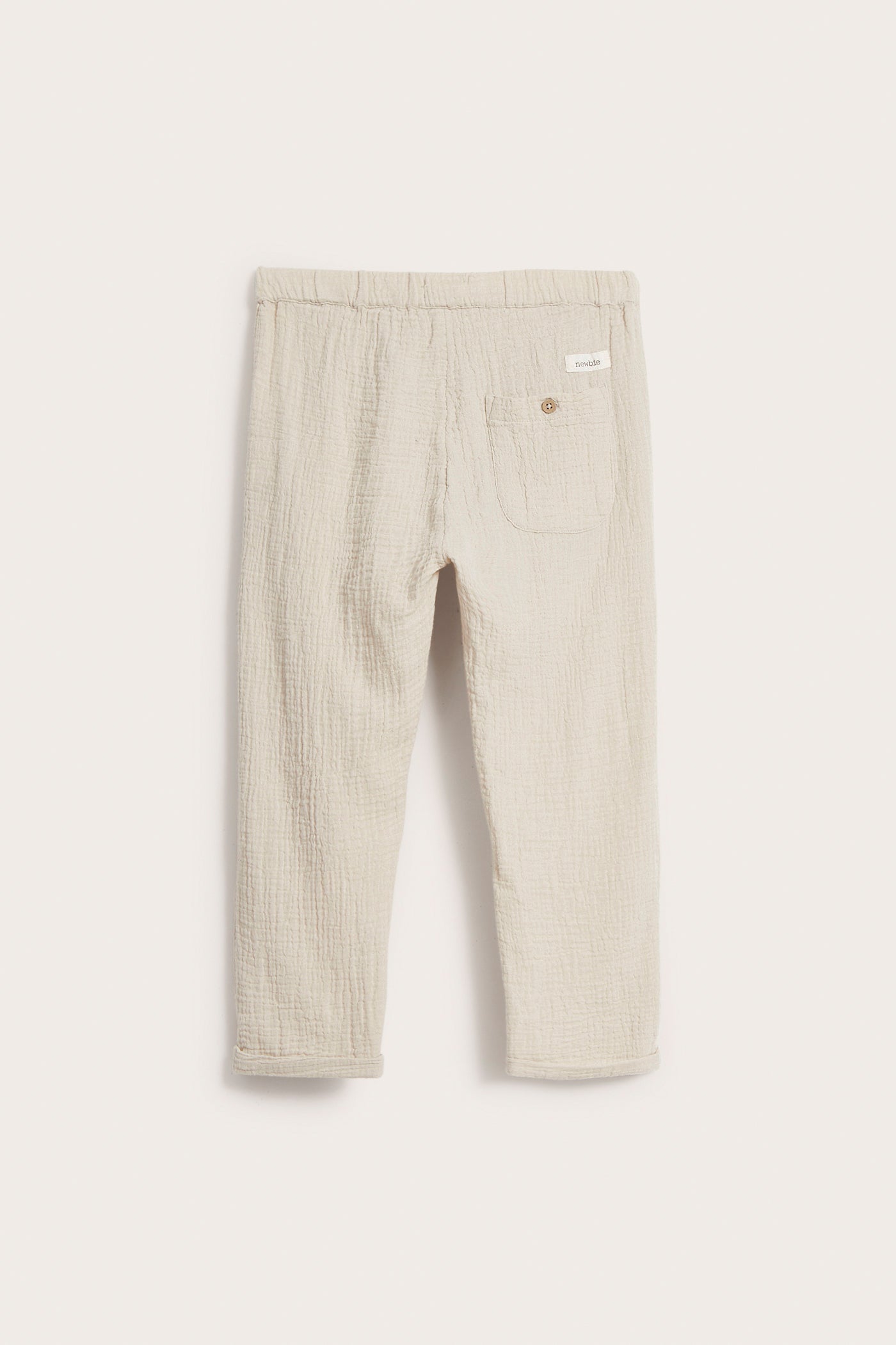 Kids beige cotton muslin pants