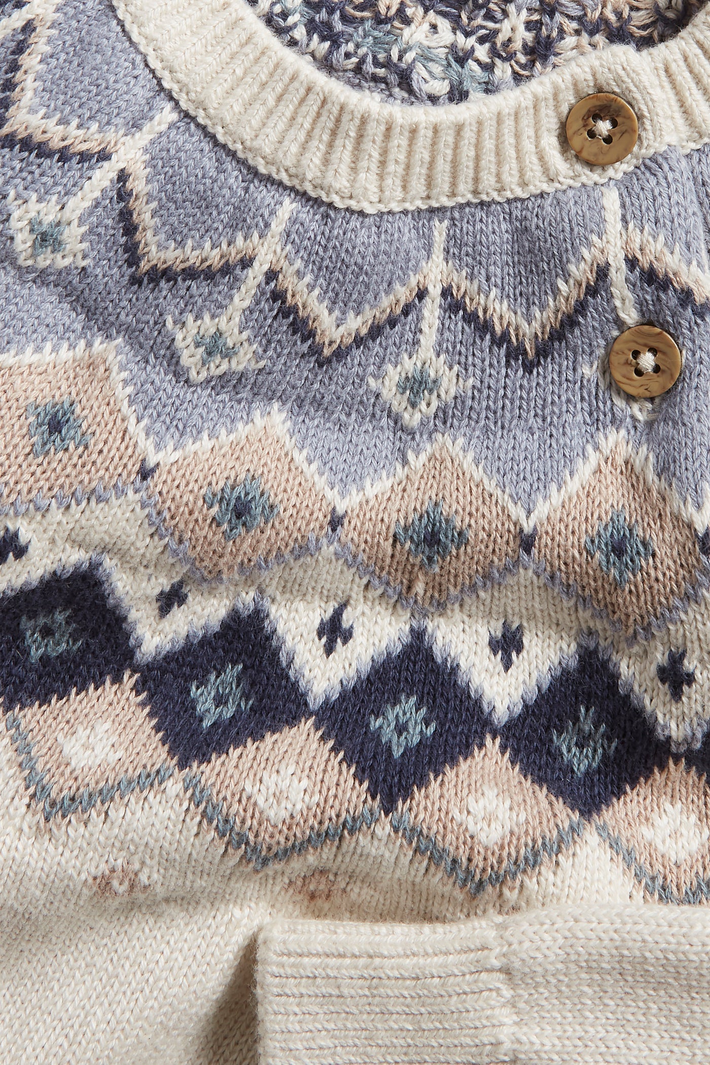 Kids beige/blue jacquard-knit sweater