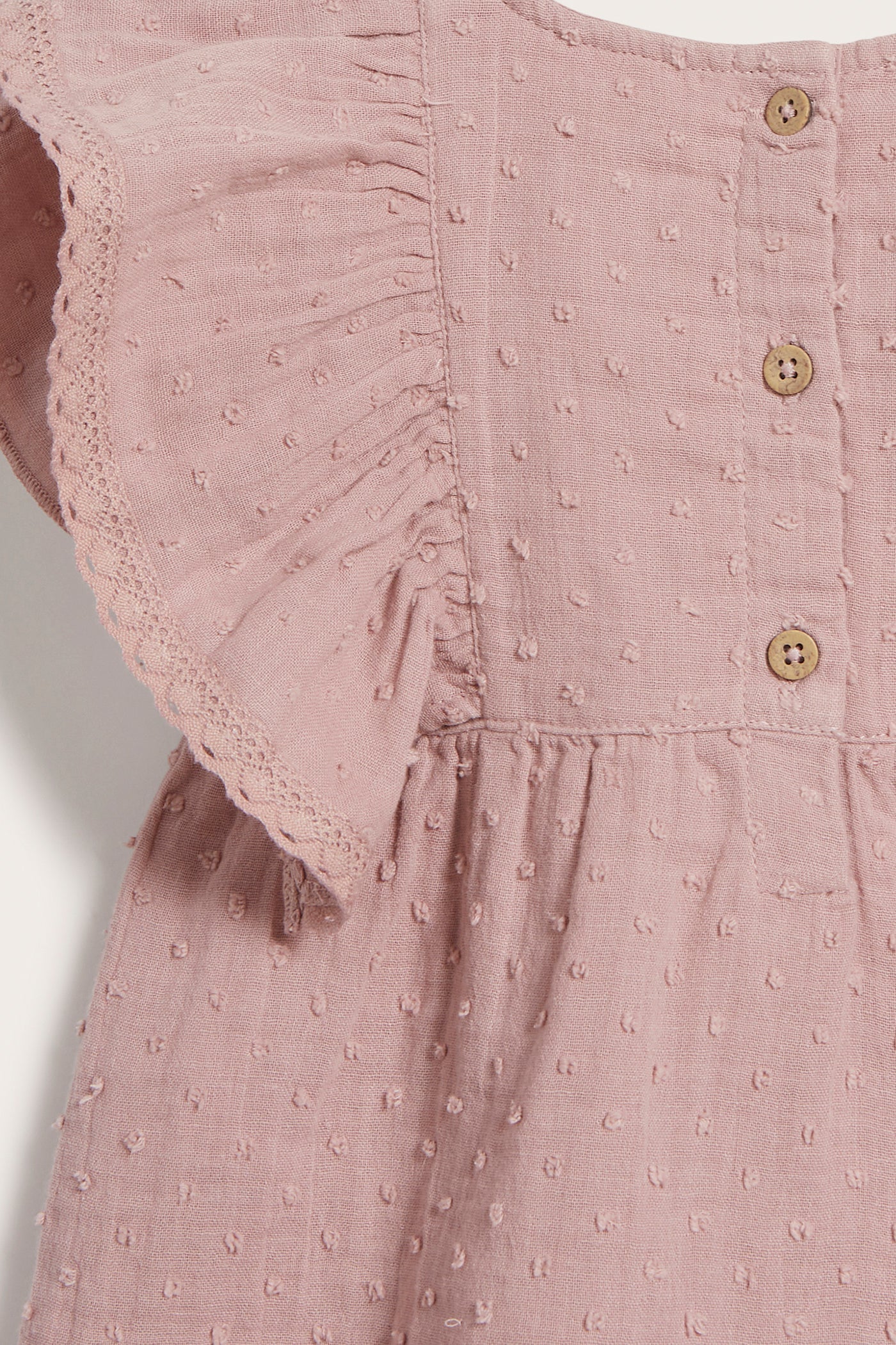 Baby pink dobby dot cotton crepe blouse