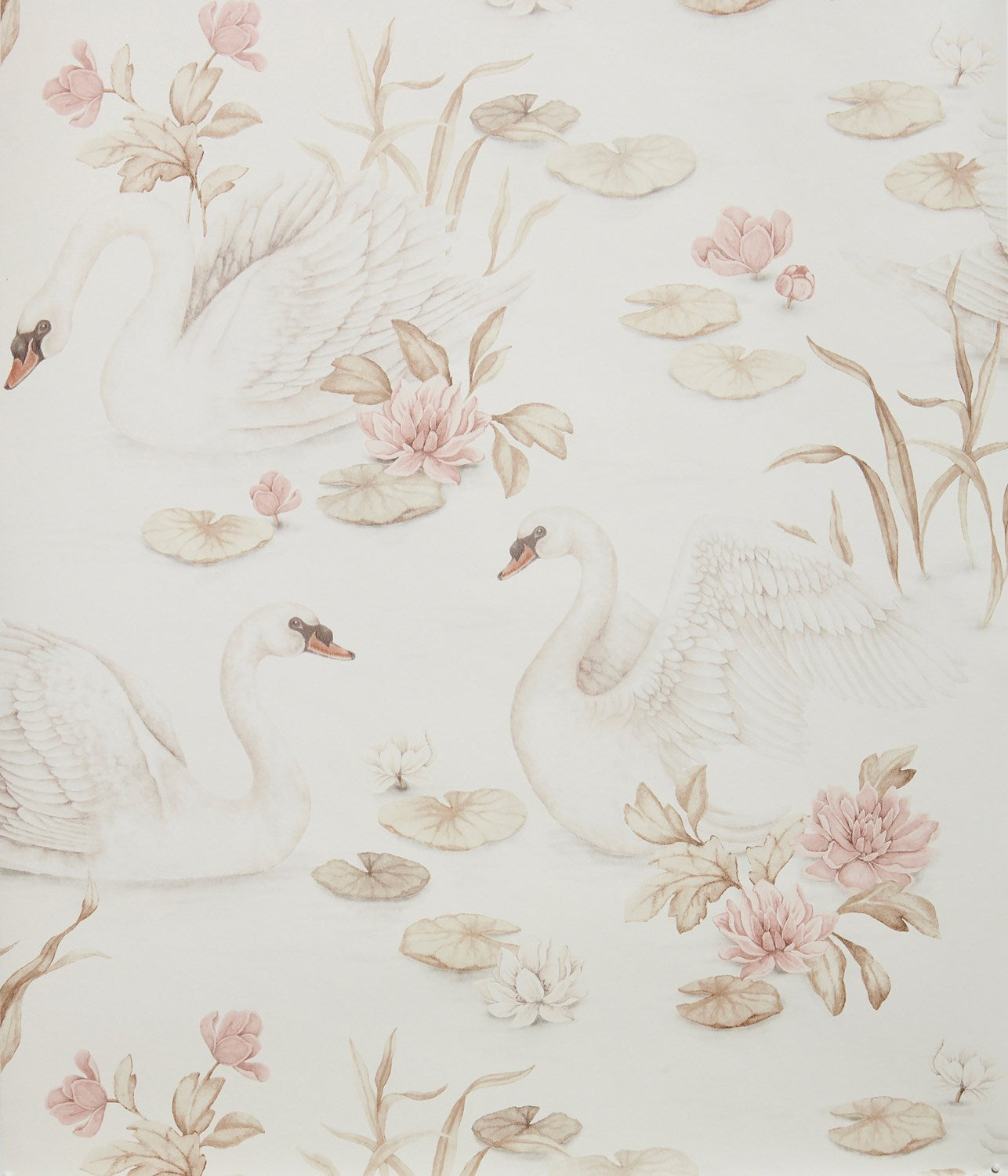 Lily swan beige wallpaper