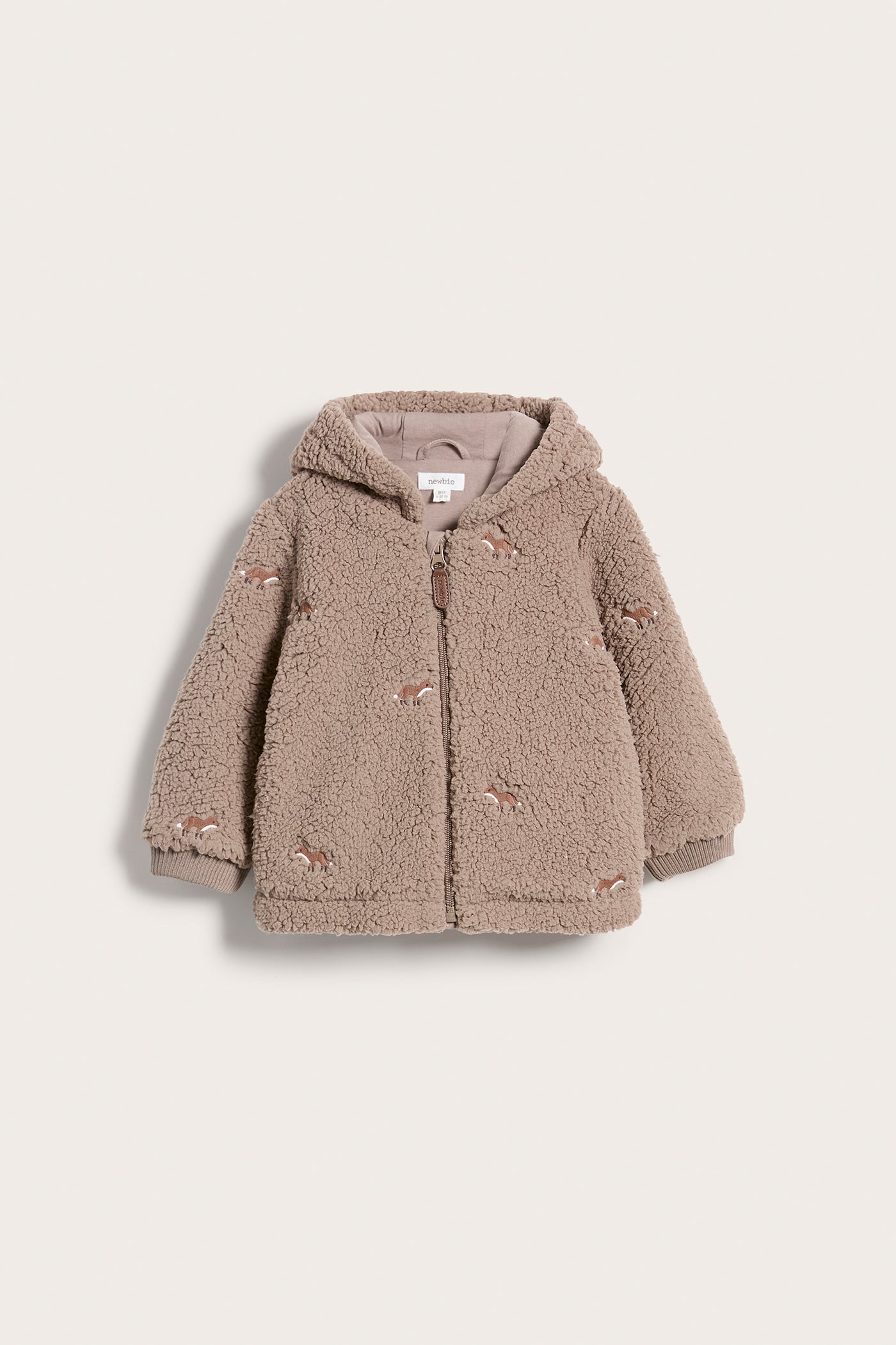 Baby brown fox embroidery pile jacket