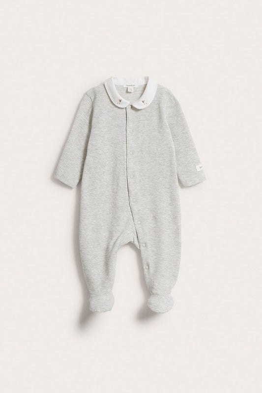 Baby grey waffle texture lamb sleepsuit