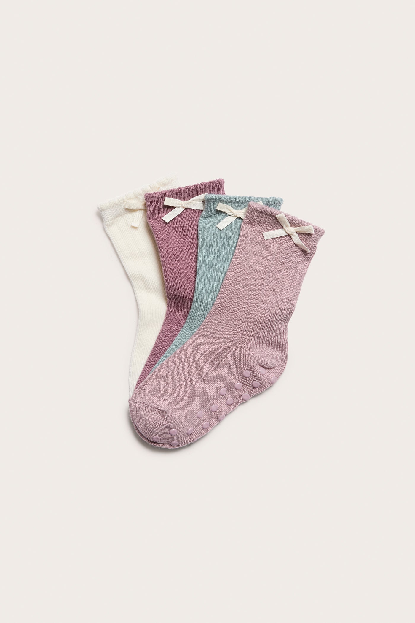 Kids multi bow socks 4-pack