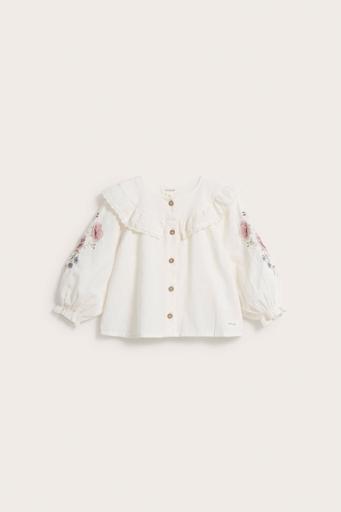 Baby white floral embroidery blouse