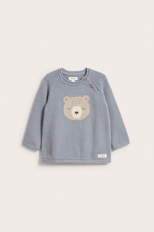 Baby blue jacquard-knit teddy sweater