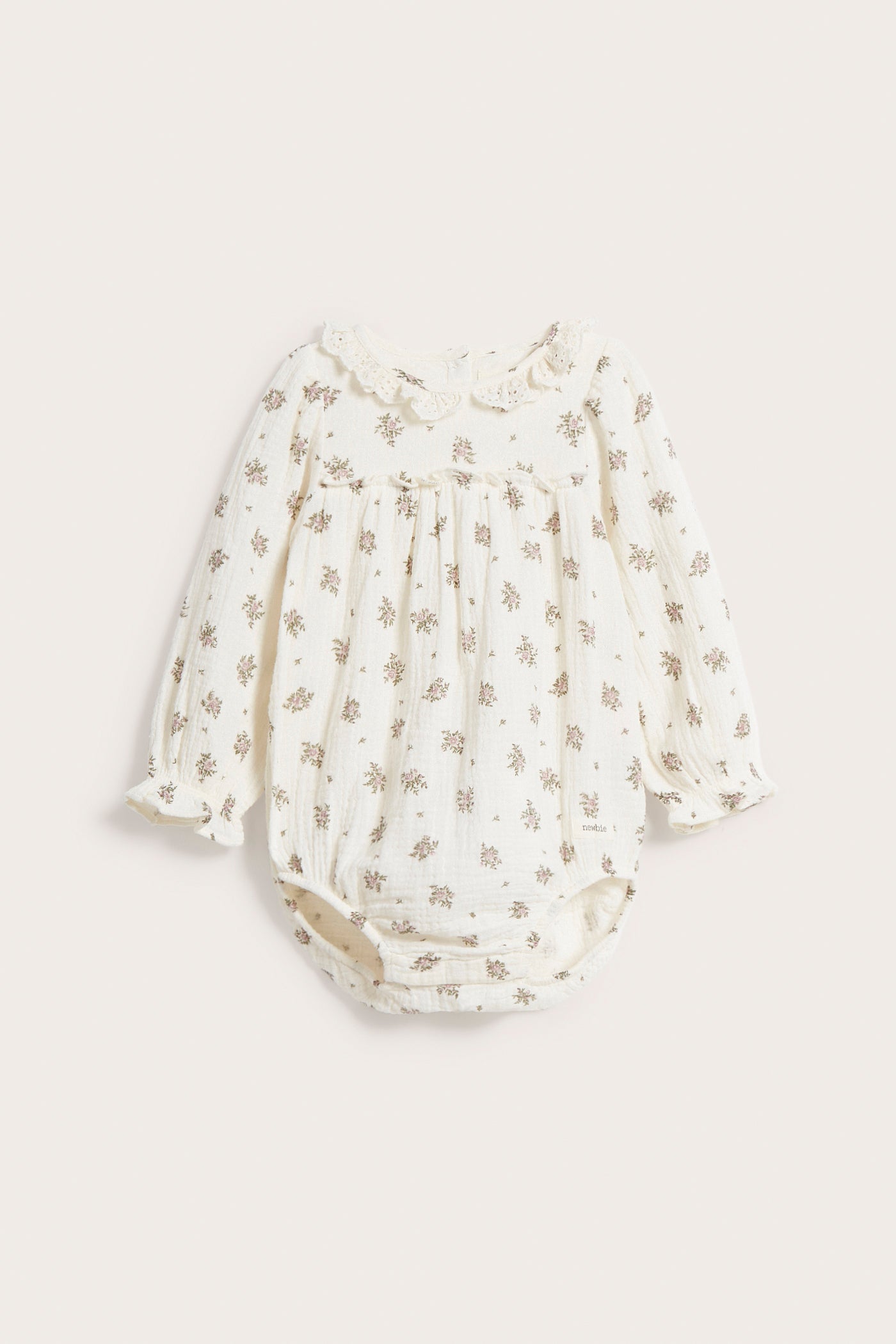 Baby white floral cr¨ºpe bodysuit