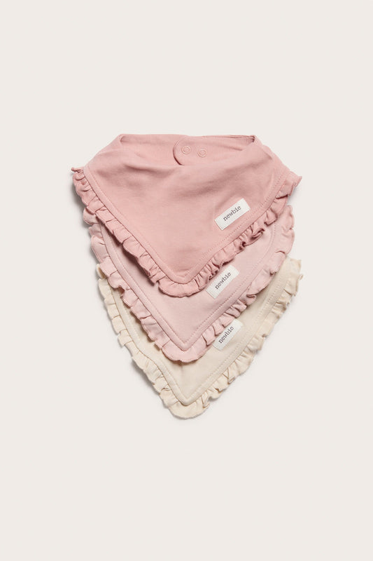 Baby pink frill bibs 3-pack