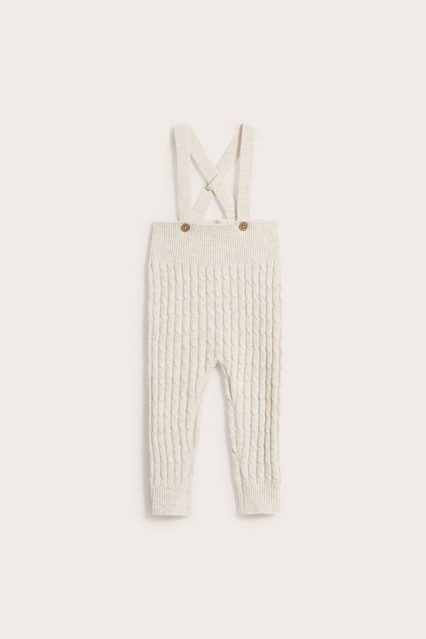 Baby beige knitted suspender leggings