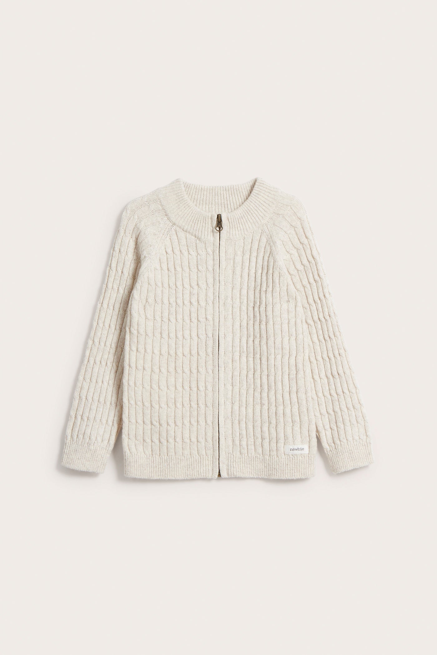 Kids beige cable-knit zip