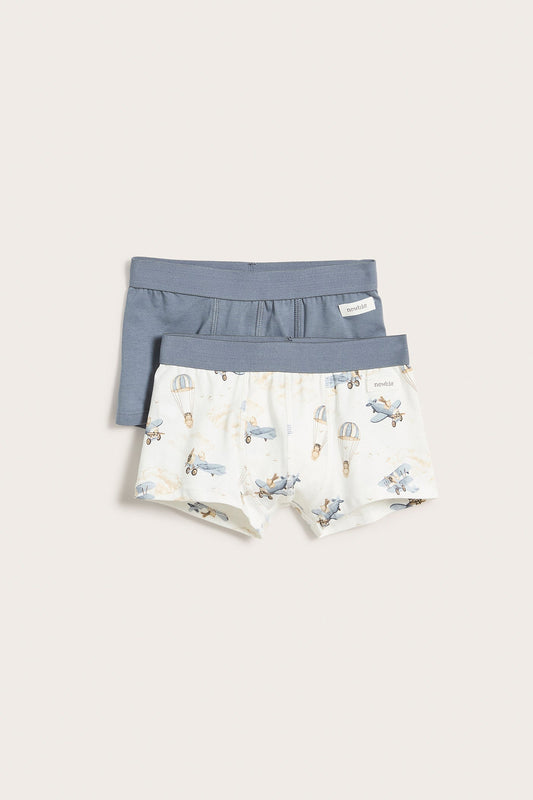 Kids blue/white airplane boxer shorts