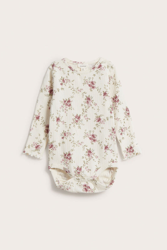 Baby white floral ribbed bodysuit