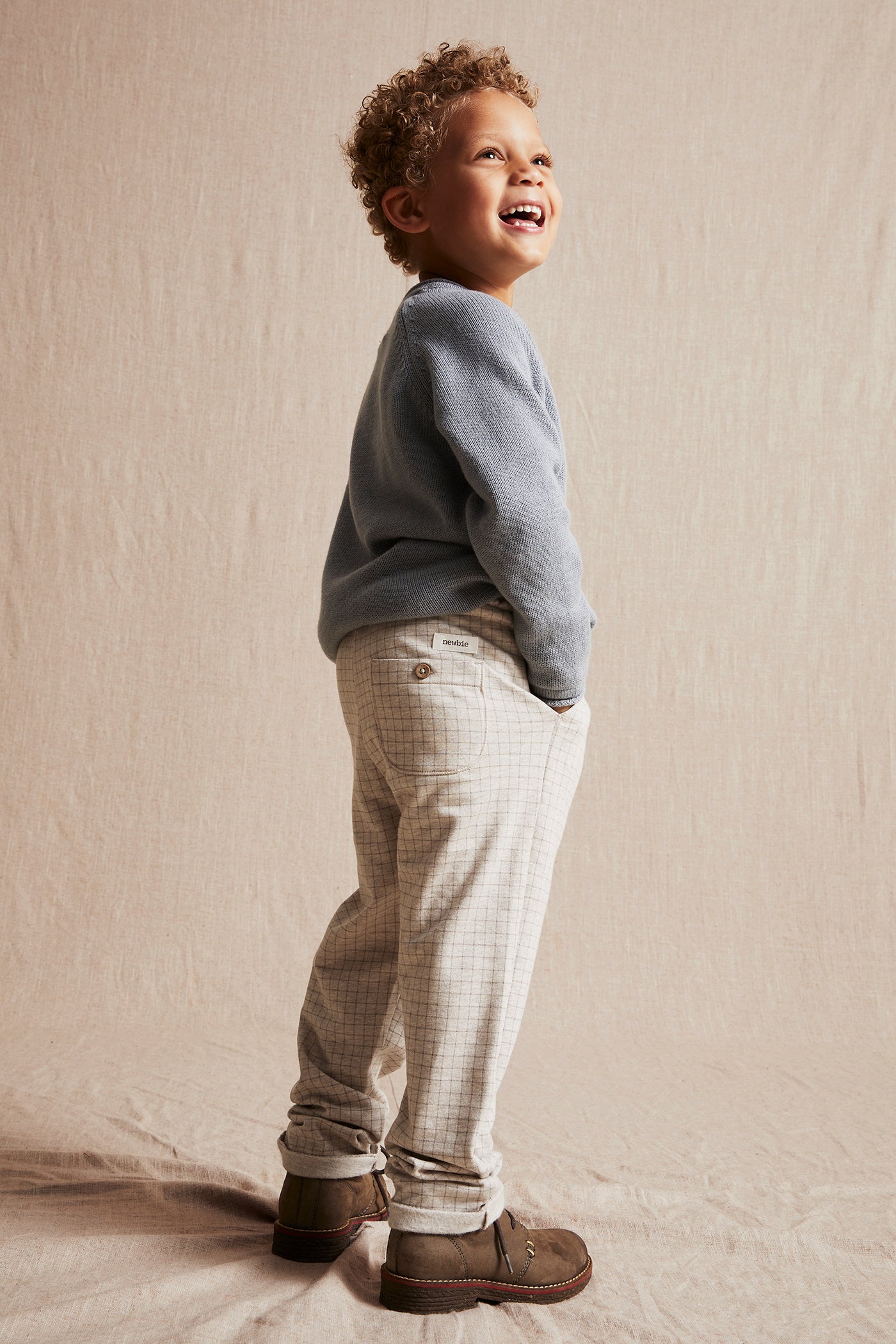 Kids beige plaid joggers